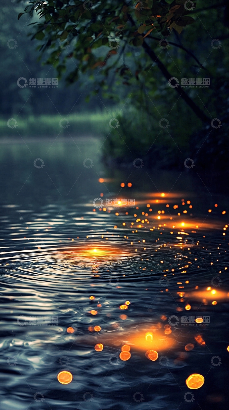 高清大图下载【趣麦麦图】静谧湖面星光点点