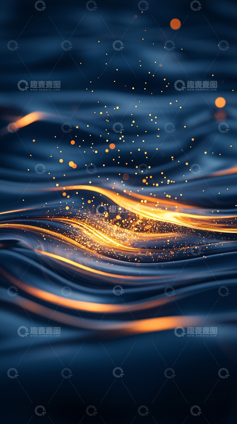 高清大图下载【趣麦麦图】蓝色丝绸上的金色光线