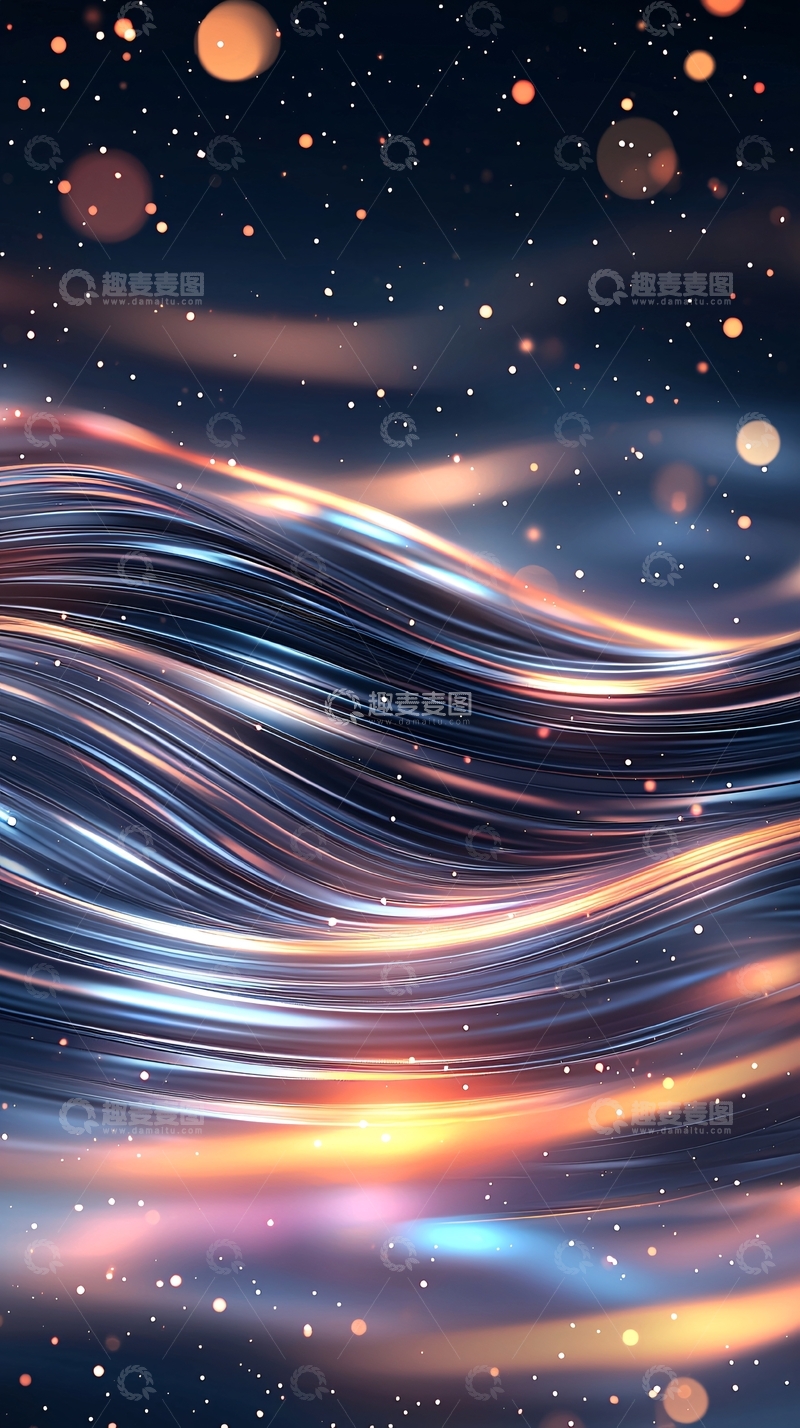 高清大图下载【趣麦麦图】星空下的光线流动曲线