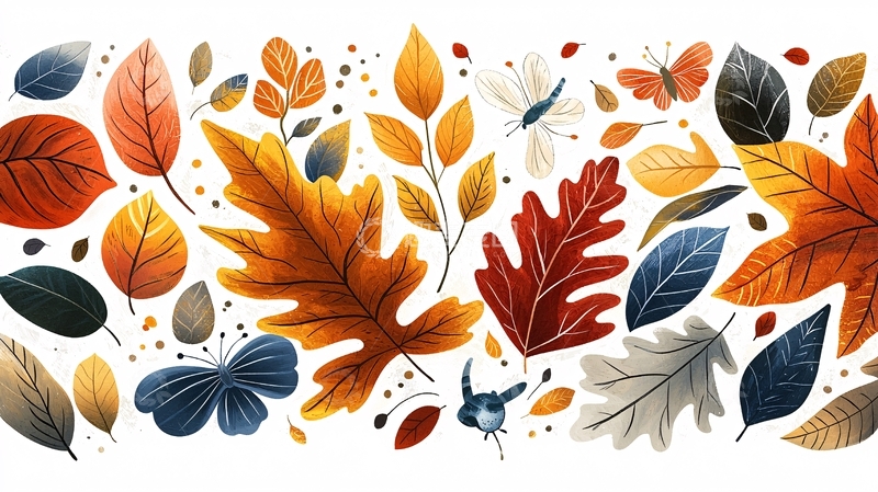 高清大图下载【趣麦麦图】秋叶主题的创意图案