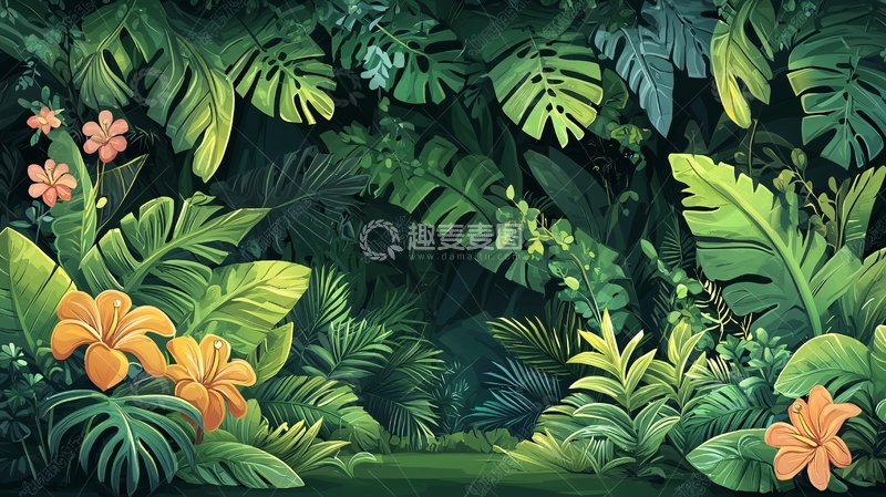 高清大图下载【趣麦麦图】茂密的热带植物丛林