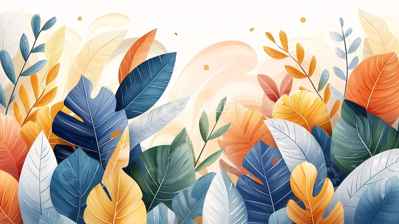 高清大图下载【趣麦麦图】抽象水彩植物背景