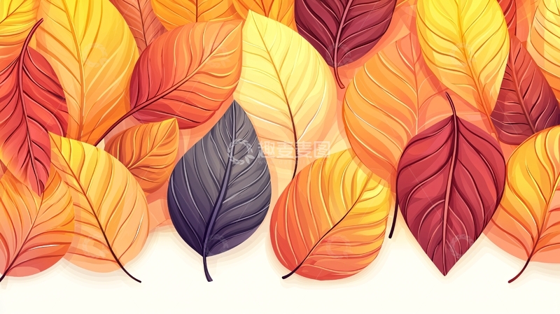 高清大图下载【趣麦麦图】秋天的落叶堆积背景