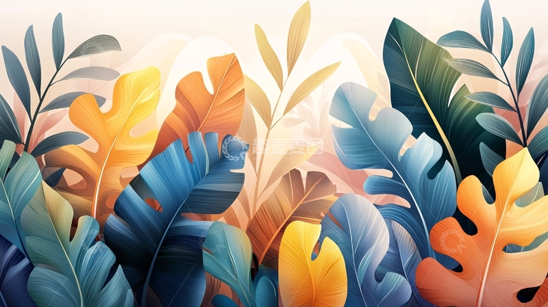 彩色热带叶子背景