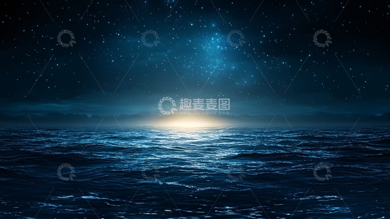 高清大图下载【趣麦麦图】宁静的星空下的海洋