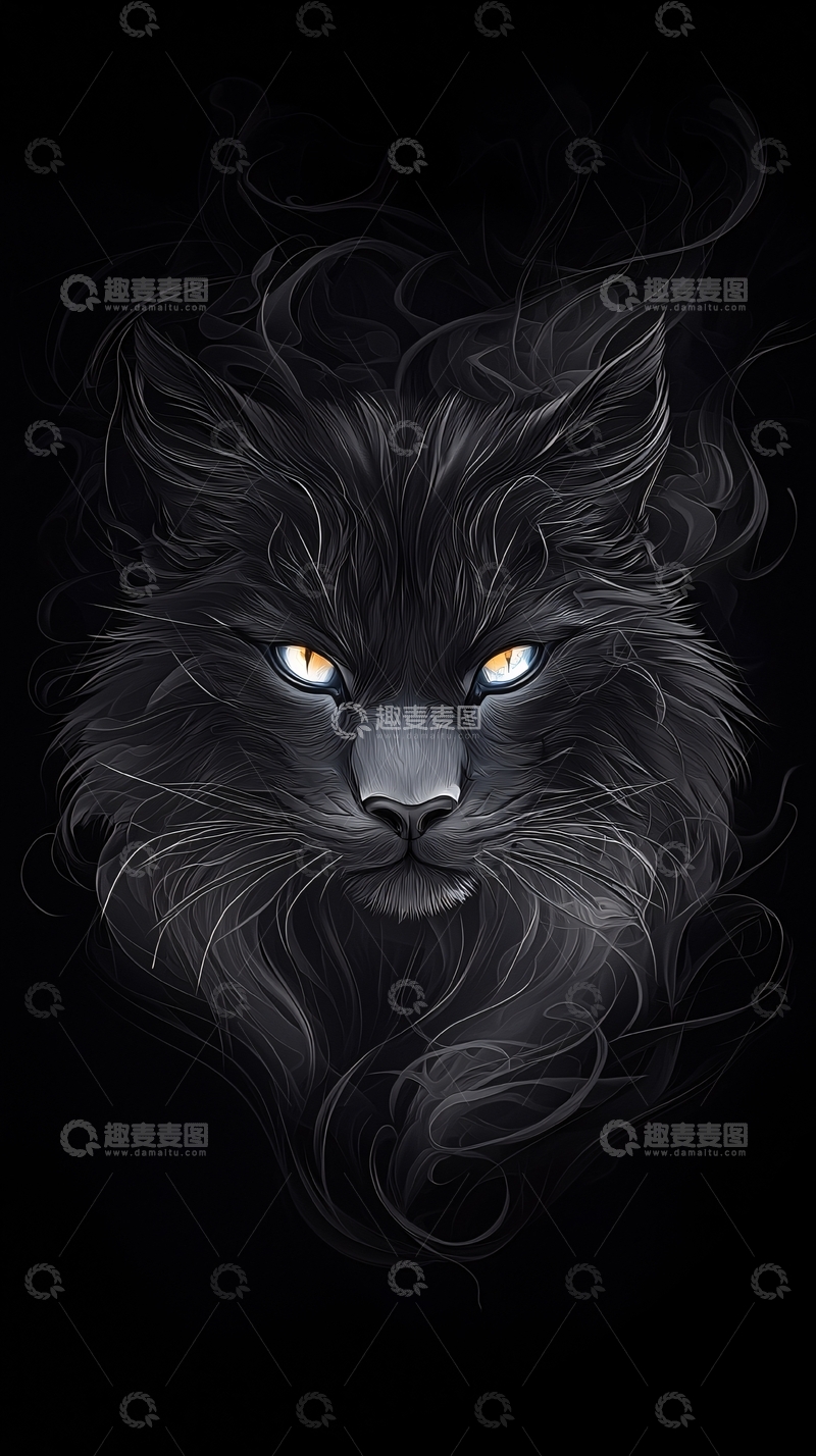 高清大图下载【趣麦麦图】暗黑风格猫咪画像