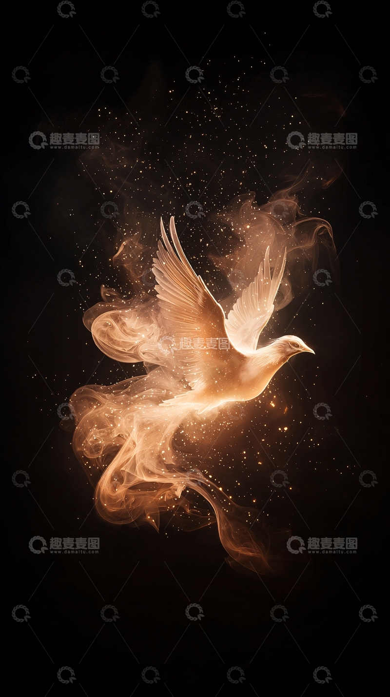 高清大图下载【趣麦麦图】金色光芒中的飞翔白鸽
