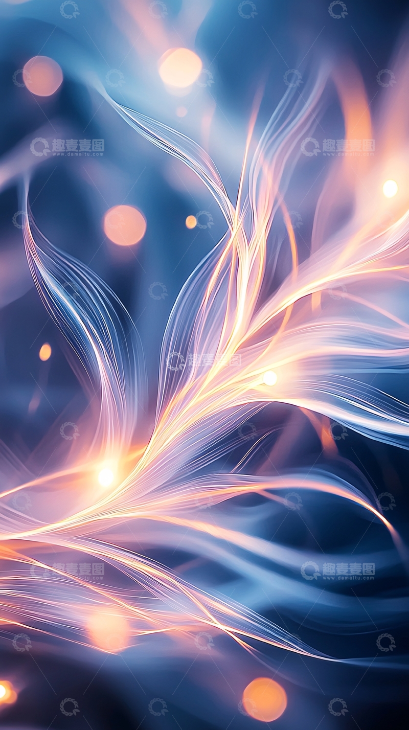高清大图下载【趣麦麦图】发光线条组成的抽象图案