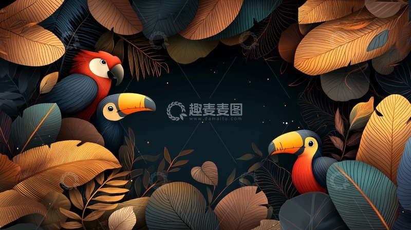 高清大图下载【趣麦麦图】热带雨林动物植物场景