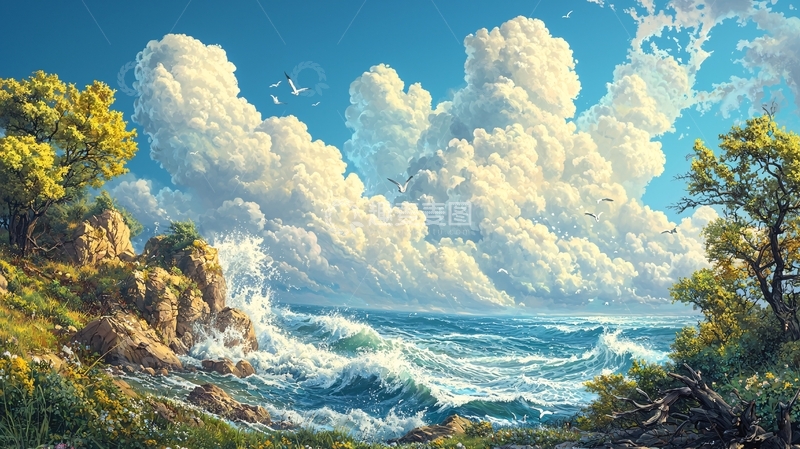 高清大图下载【趣麦麦图】海边岩石风景