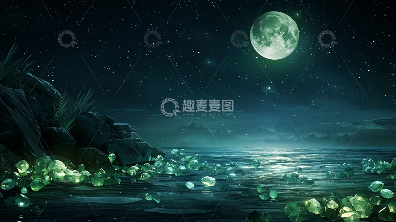 高清大图下载【趣麦麦图】宁静夜空下的湖面