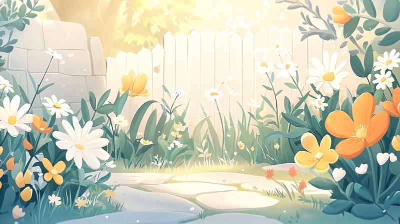 高清大图下载【趣麦麦图】花园小路阳光明媚