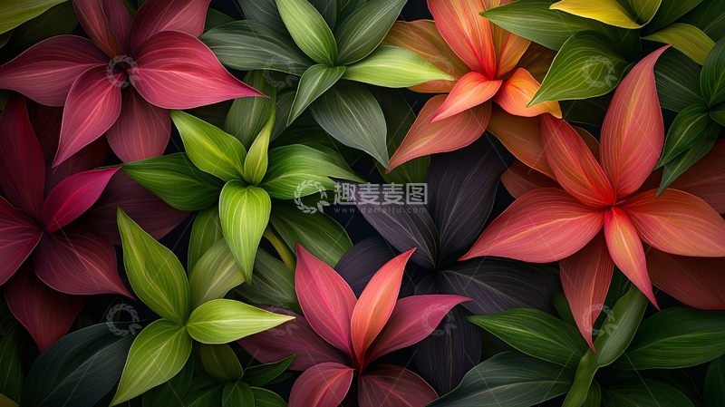 高清大图下载【趣麦麦图】色彩鲜艳的花叶植物