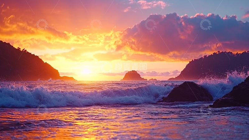 高清大图下载【趣麦麦图】海边日落美景
