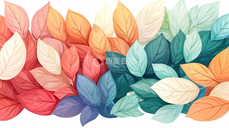 高清大图下载【趣麦麦图】彩色叶片渐变排列