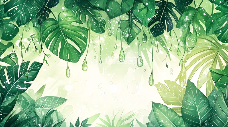 高清大图下载【趣麦麦图】绿意盎然的热带植物背景