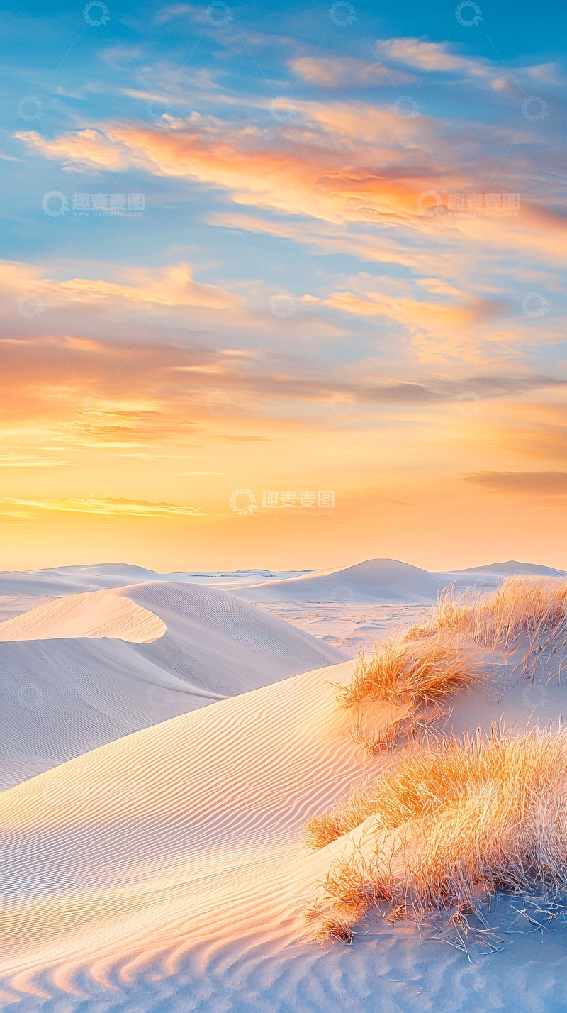 高清大图下载【趣麦麦图】壮丽的金色沙漠日落