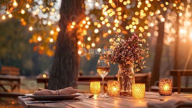 高清大图下载【趣麦麦图】温馨的户外晚餐场景