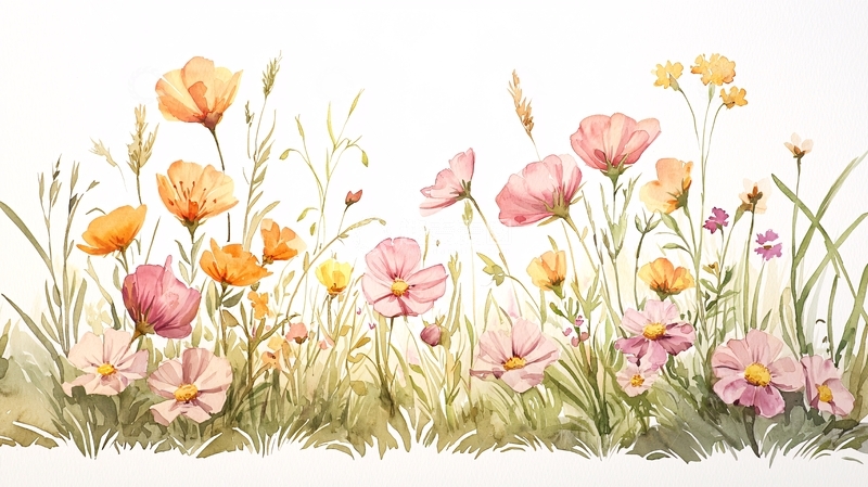 高清大图下载【趣麦麦图】水彩风格花卉植物