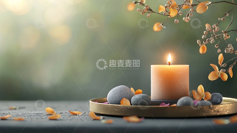 高清大图下载【趣麦麦图】温暖的烛光和鹅卵石