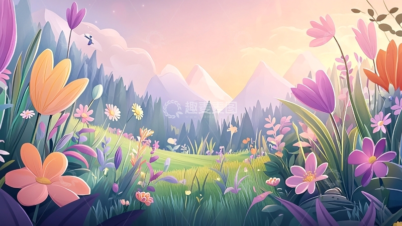 高清大图下载【趣麦麦图】卡通花园高清图片