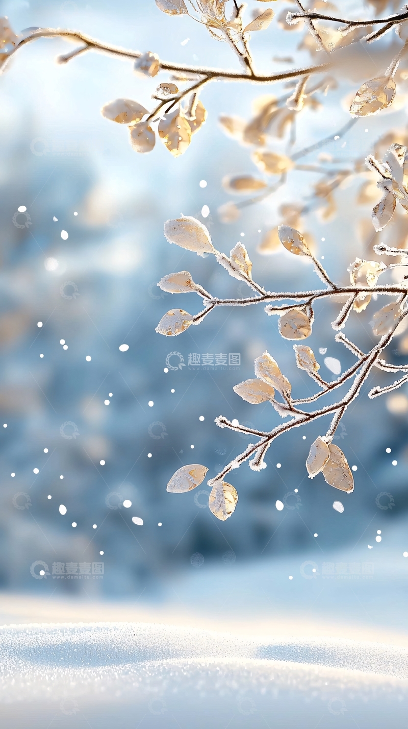 高清大图下载【趣麦麦图】雪后树枝晶莹剔透