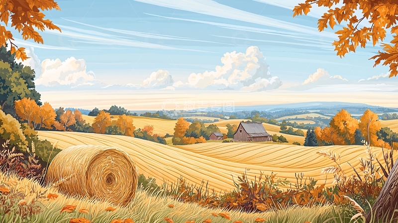 高清大图下载【趣麦麦图】秋收时节的田野风光