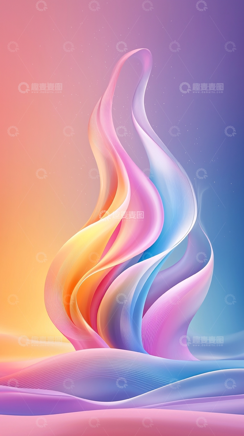 高清大图下载【趣麦麦图】柔和色彩流动抽象艺术