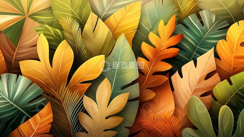高清大图下载【趣麦麦图】色彩丰富的秋叶背景