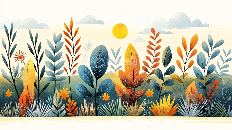 高清大图下载【趣麦麦图】卡通植物背景