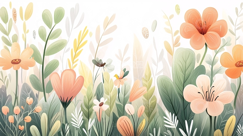 高清大图下载【趣麦麦图】水彩花卉植物田园风