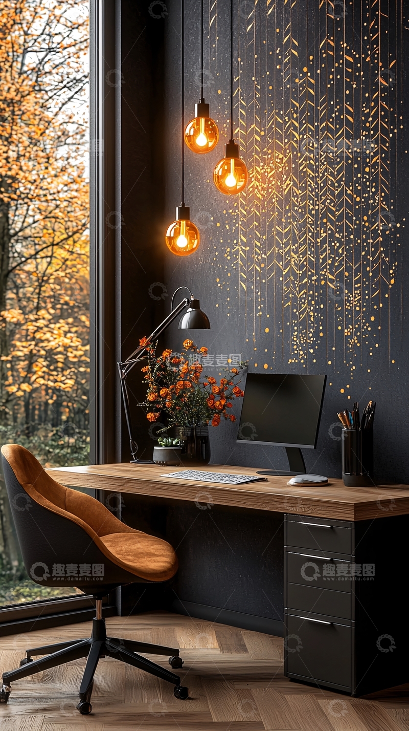 高清大图下载【趣麦麦图】秋日阳光下的书房
