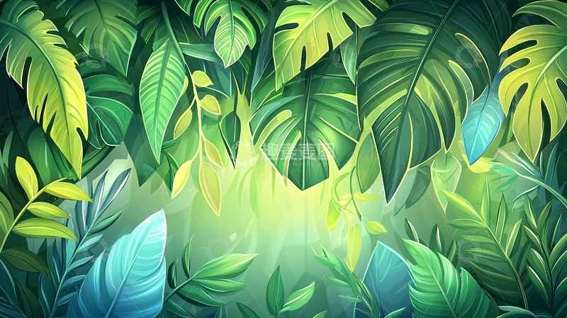 郁郁葱葱的热带叶子