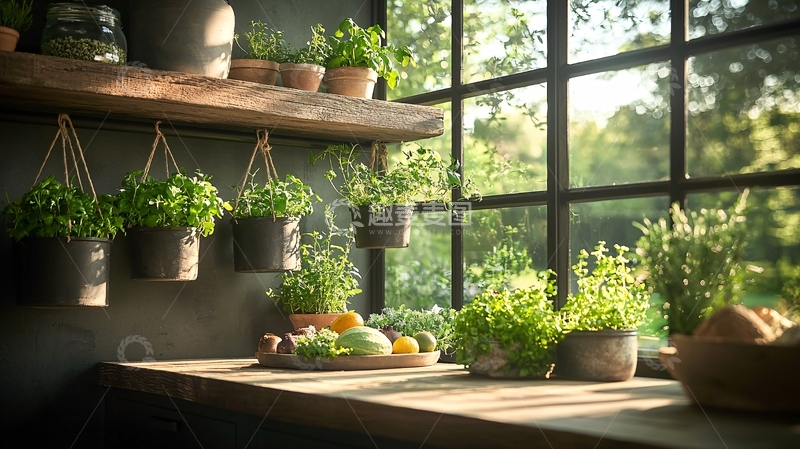 高清大图下载【趣麦麦图】室内窗边盆栽清新