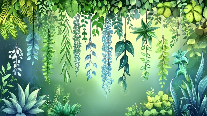 高清大图下载【趣麦麦图】悬挂绿植藤蔓背景