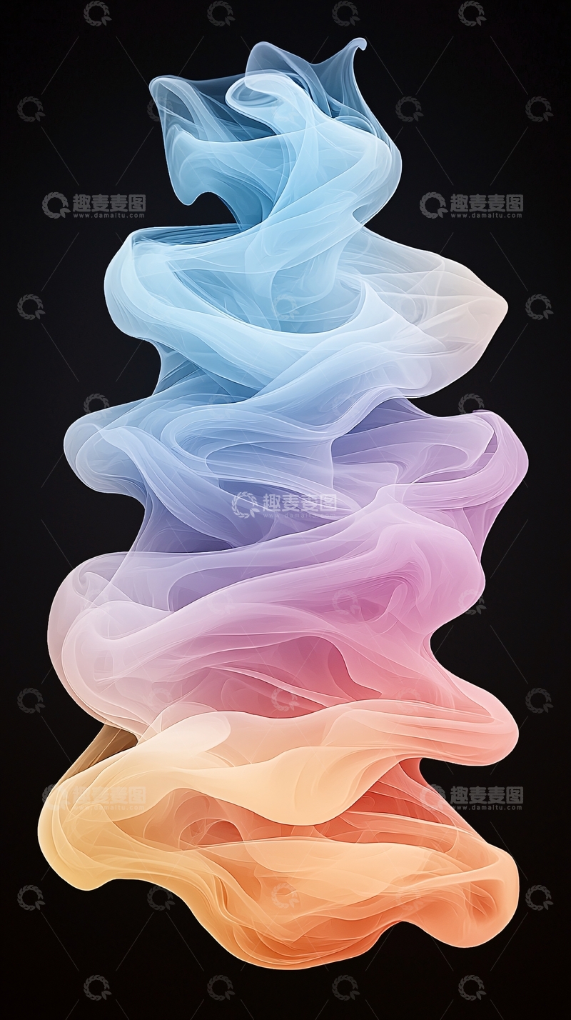 高清大图下载【趣麦麦图】彩色烟雾在黑色背景上