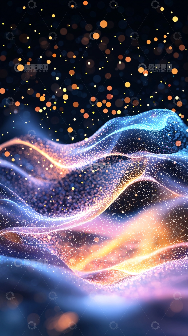 高清大图下载【趣麦麦图】星空下的光波曲线