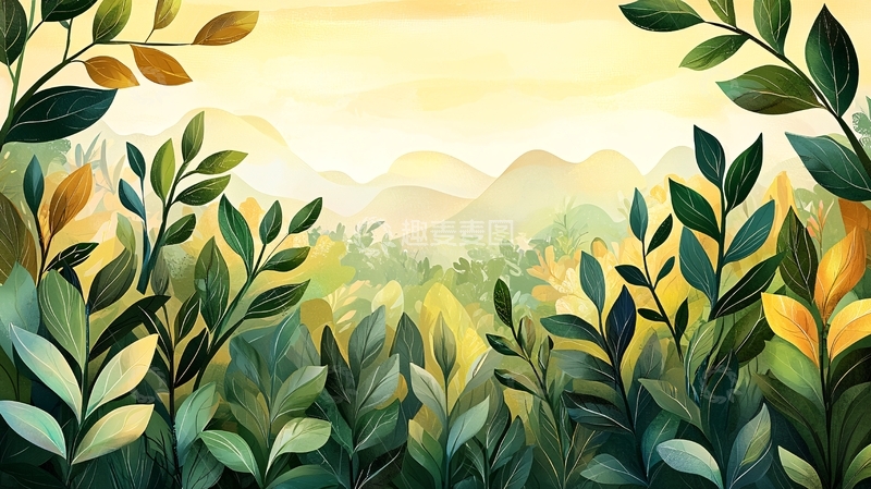 高清大图下载【趣麦麦图】生机勃勃的绿叶山景