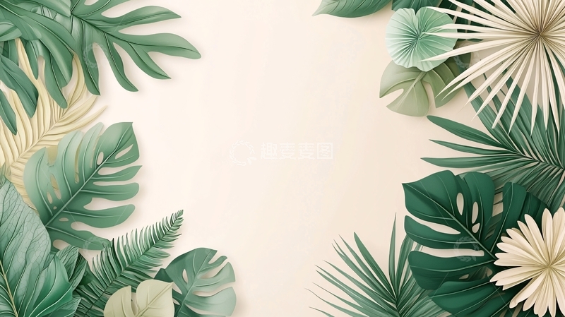 高清大图下载【趣麦麦图】绿色热带植物背景