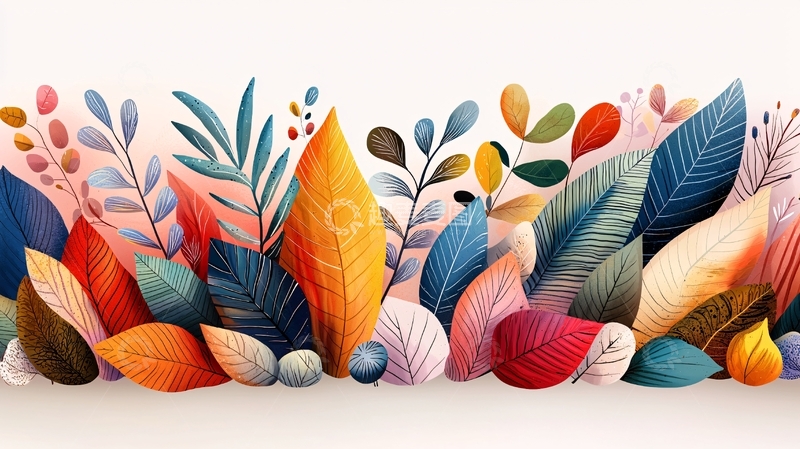 多彩植物叶子背景图案