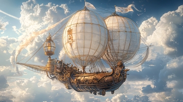 空中飞艇幻想场景
