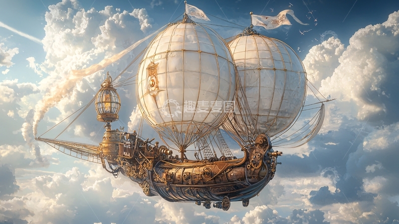 高清大图下载【趣麦麦图】空中飞艇幻想场景