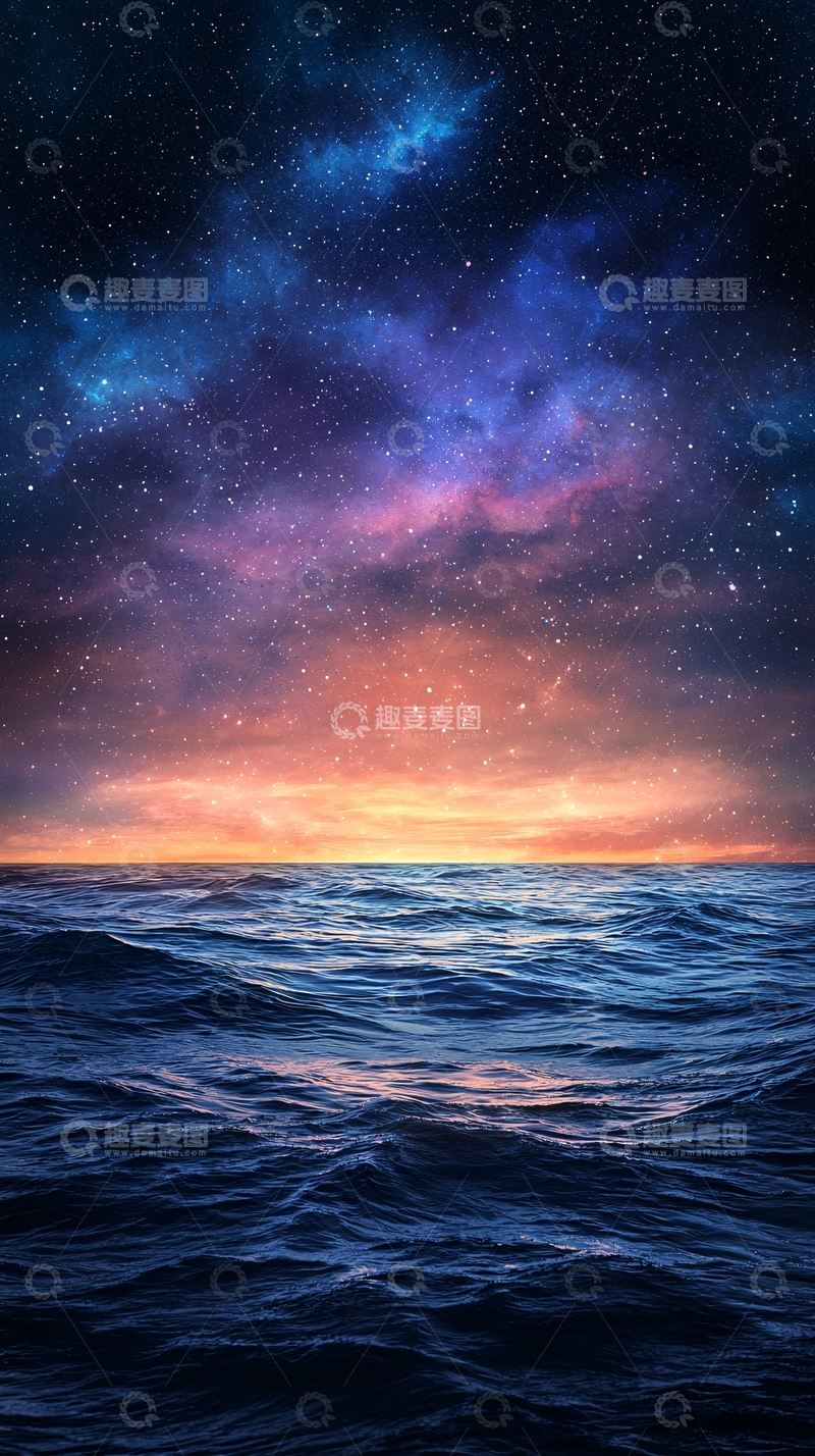 高清大图下载【趣麦麦图】星空下的海面