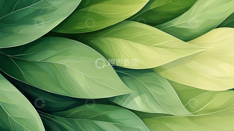 高清大图下载【趣麦麦图】绿色叶片渐变平铺