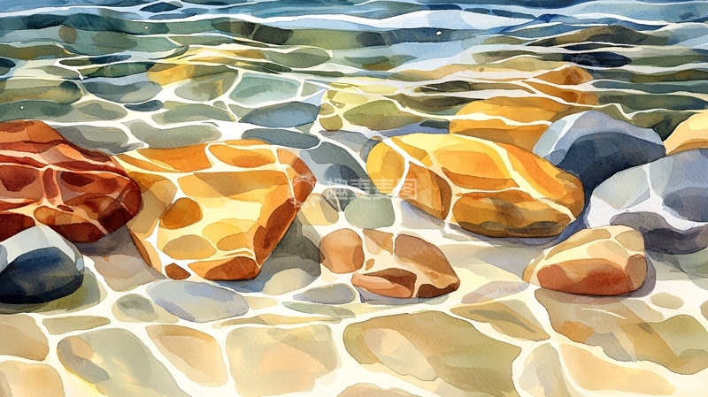 高清大图下载【趣麦麦图】水底彩色石头