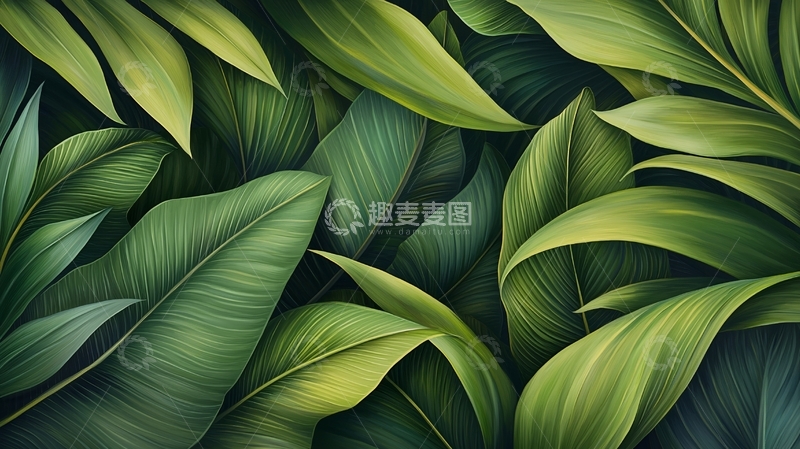 高清大图下载【趣麦麦图】郁郁葱葱的绿叶特写