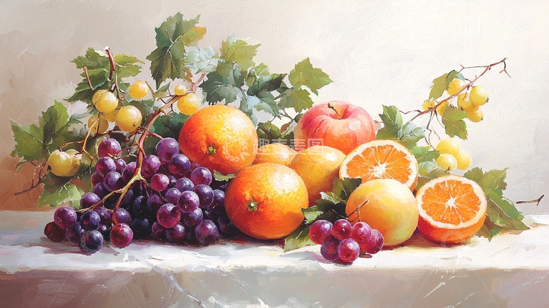 高清大图下载【趣麦麦图】水果静物油画质感