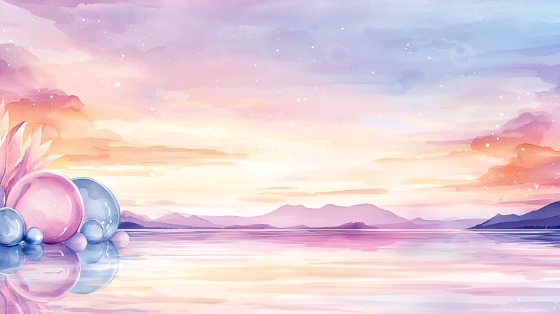 高清大图下载【趣麦麦图】梦幻水彩天空背景