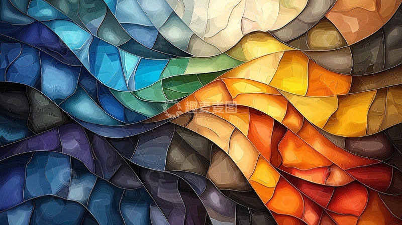高清大图下载【趣麦麦图】抽象彩色玻璃波浪图案