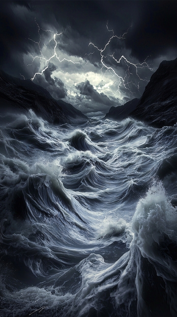 波涛汹涌的雷雨夜
